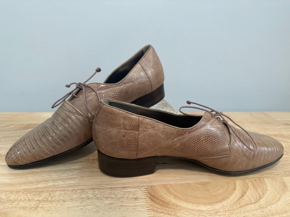 Vintage Joti Handcrafted in Italy Lizard Men's Dress Shoes Tan Size 8 JL